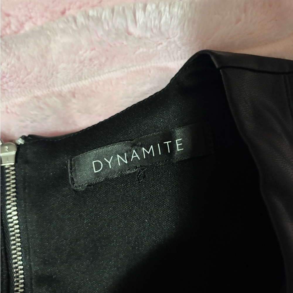 Dynamite Black Faux Leather Mini Dress side zipper #punk - Picture 8 of 12